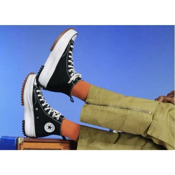 CONVERSE Run Star Hike Canvas Platform Sneakers 11.5 Men’s (13 Women’s) Black - Picture 4 of 9